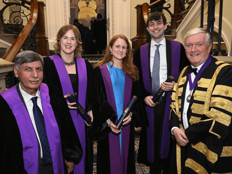 Doctors with RCPI President Dr Diarmuid O’Shea at Fellowship ceremony